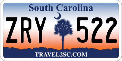 SC license plate ZRY522
