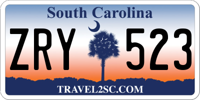 SC license plate ZRY523