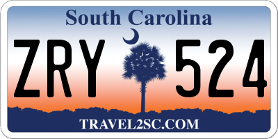 SC license plate ZRY524