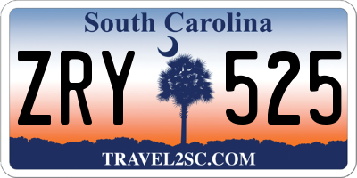 SC license plate ZRY525