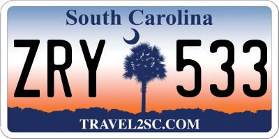 SC license plate ZRY533