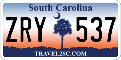 SC license plate ZRY537