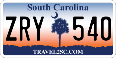 SC license plate ZRY540