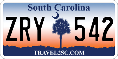 SC license plate ZRY542