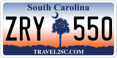SC license plate ZRY550