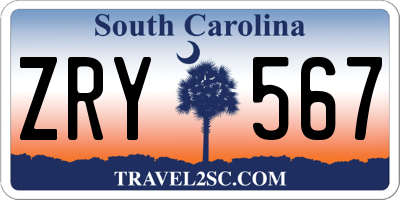 SC license plate ZRY567
