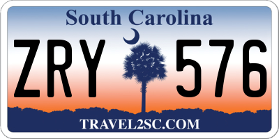 SC license plate ZRY576