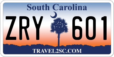SC license plate ZRY601
