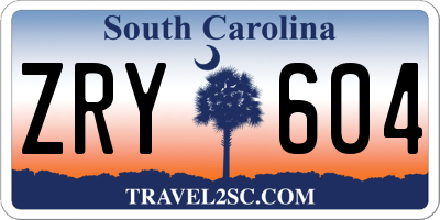 SC license plate ZRY604