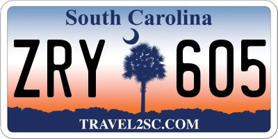 SC license plate ZRY605