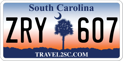 SC license plate ZRY607