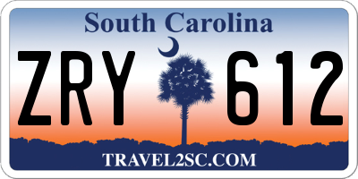 SC license plate ZRY612