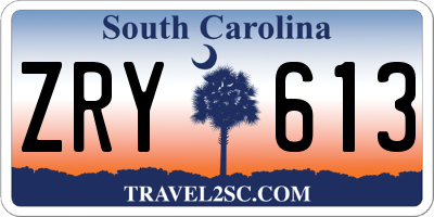 SC license plate ZRY613