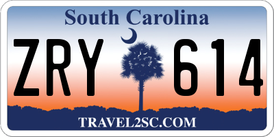 SC license plate ZRY614