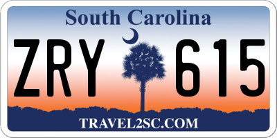 SC license plate ZRY615