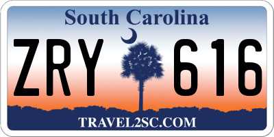 SC license plate ZRY616