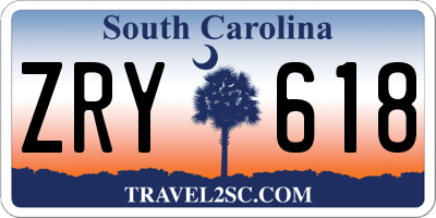 SC license plate ZRY618