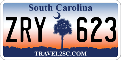 SC license plate ZRY623