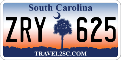 SC license plate ZRY625