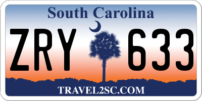 SC license plate ZRY633