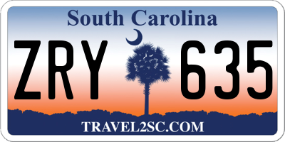 SC license plate ZRY635