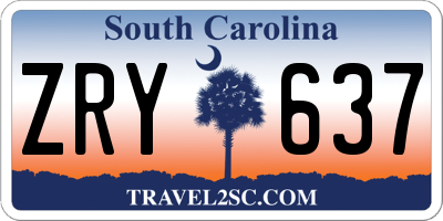 SC license plate ZRY637