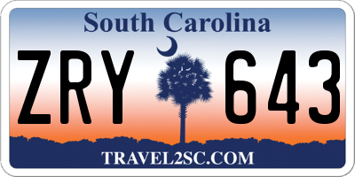 SC license plate ZRY643