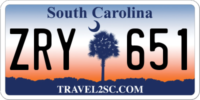 SC license plate ZRY651