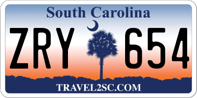 SC license plate ZRY654