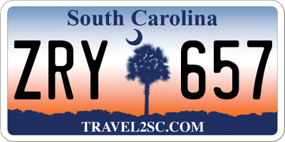 SC license plate ZRY657