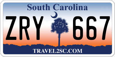 SC license plate ZRY667