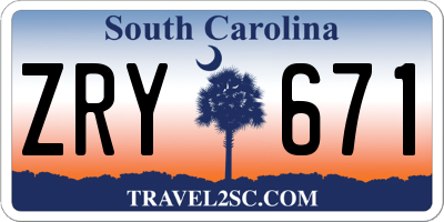 SC license plate ZRY671