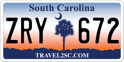 SC license plate ZRY672