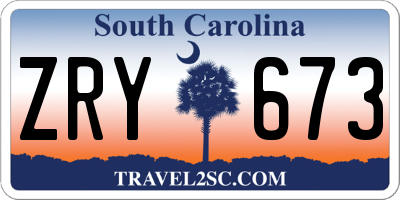 SC license plate ZRY673