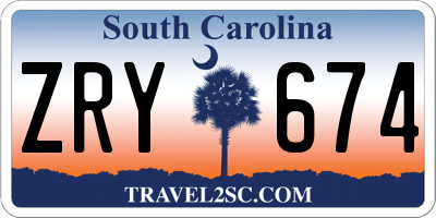 SC license plate ZRY674