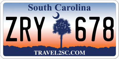 SC license plate ZRY678