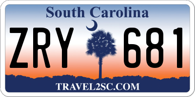 SC license plate ZRY681