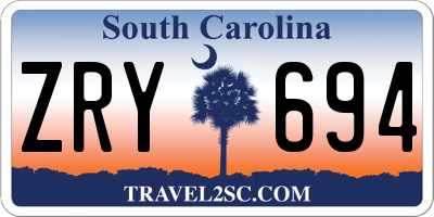 SC license plate ZRY694