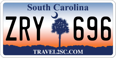 SC license plate ZRY696