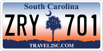 SC license plate ZRY701