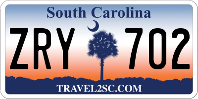 SC license plate ZRY702