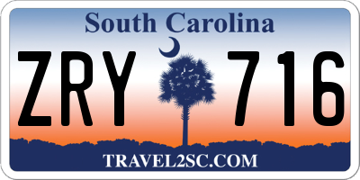 SC license plate ZRY716