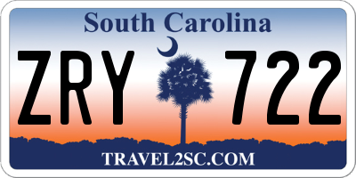SC license plate ZRY722