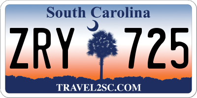 SC license plate ZRY725