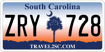SC license plate ZRY728