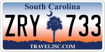 SC license plate ZRY733