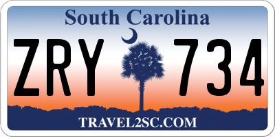 SC license plate ZRY734