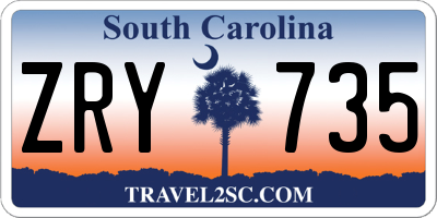 SC license plate ZRY735