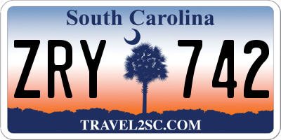 SC license plate ZRY742