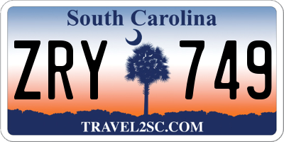 SC license plate ZRY749